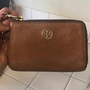 Tory Birch tan wristlet